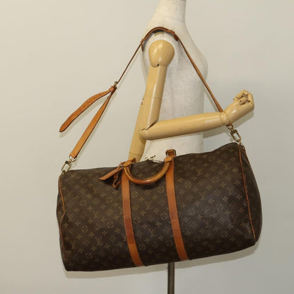 Louis Vuitton Keepall Bandouliere 55, Black, Canvas, travel