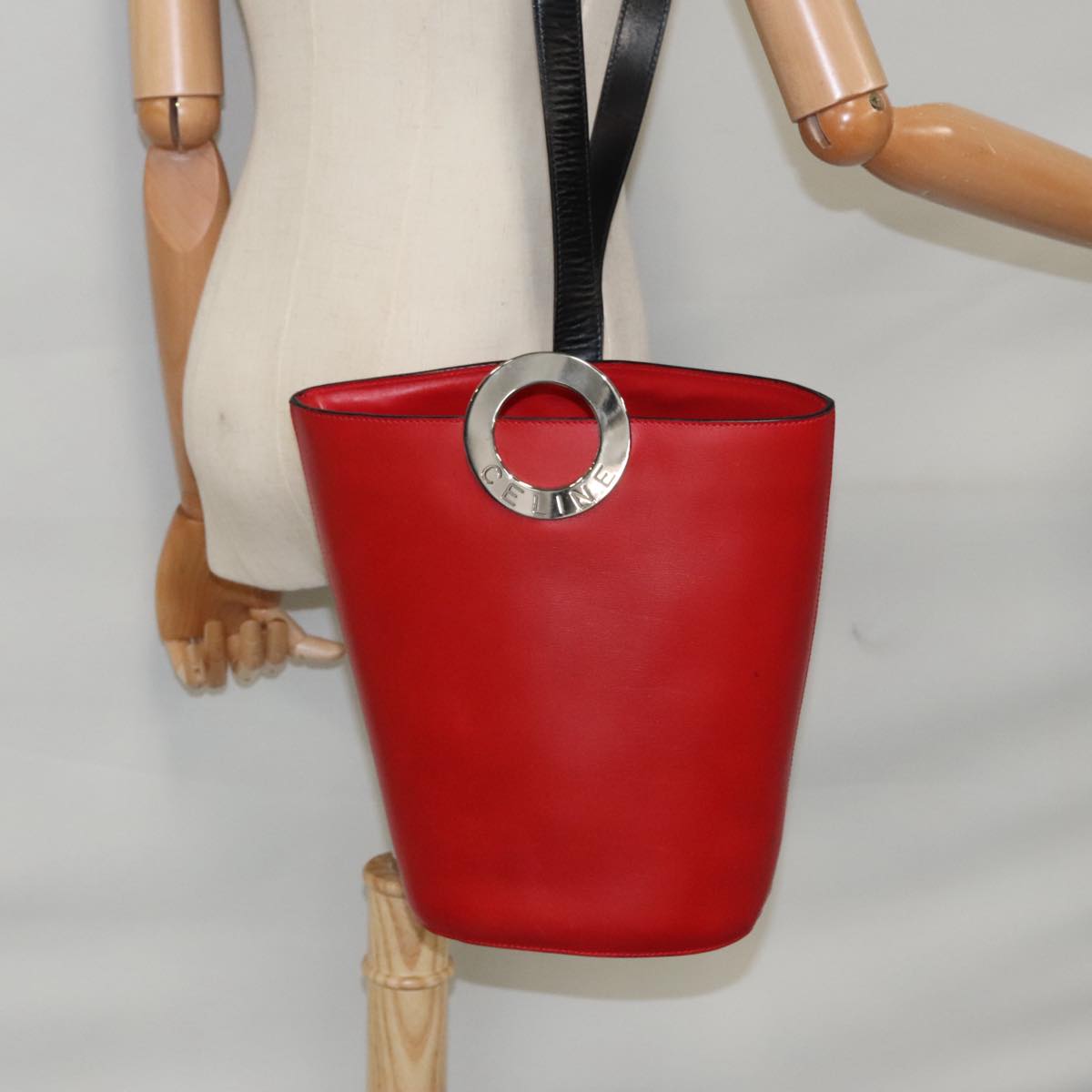 Céline Logo du cercle, Red, Leather, shoulder