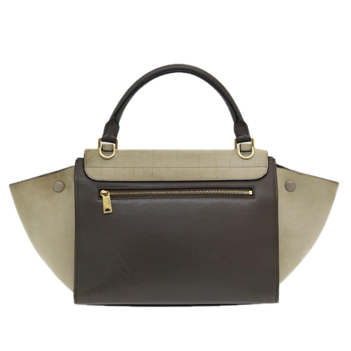 Céline Trapèze, Beige, Leather, handbag