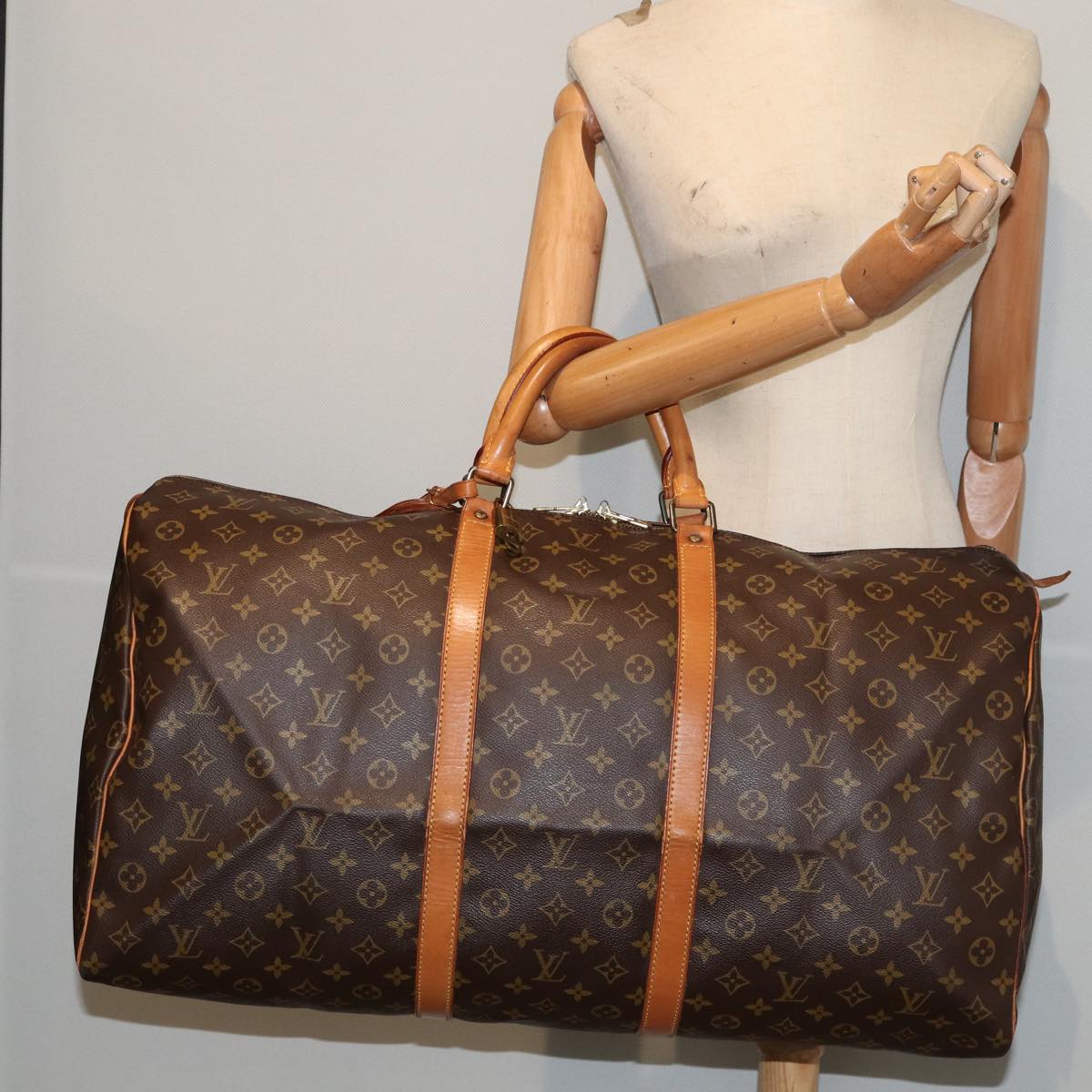 Louis Vuitton Keepall 60, Brown, Canvas, travel