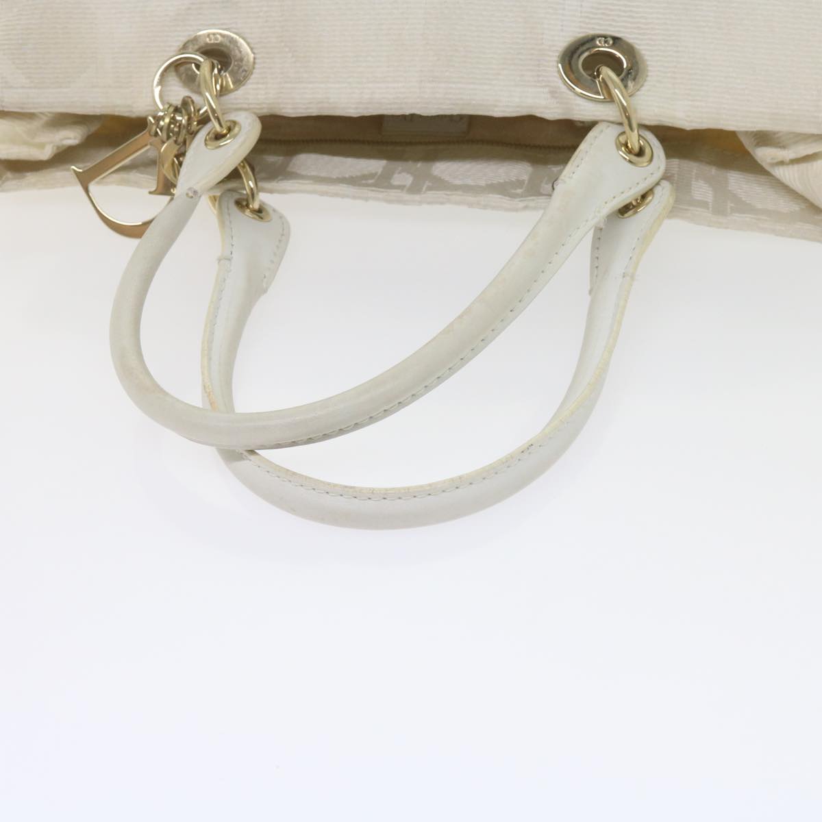 Dior Lady Dior, White, Canvas, handbag