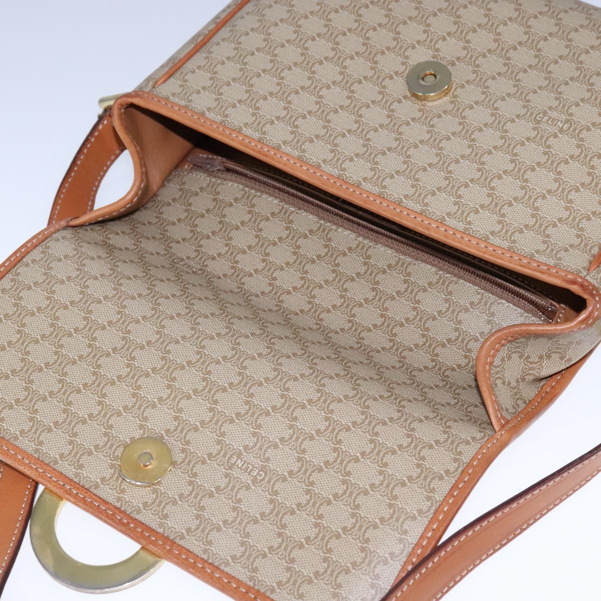 Céline Macadam, Beige, Canvas, shoulder