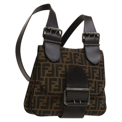 Fendi Zucca, Brown, Canvas, shoulder