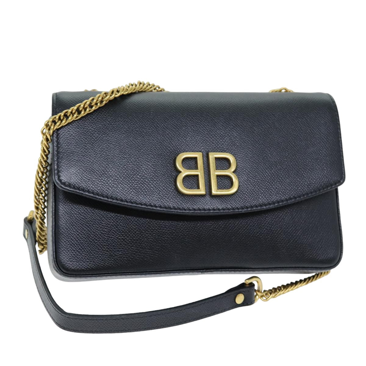 Balenciaga BB  Chaine, Black, Leather, shoulder