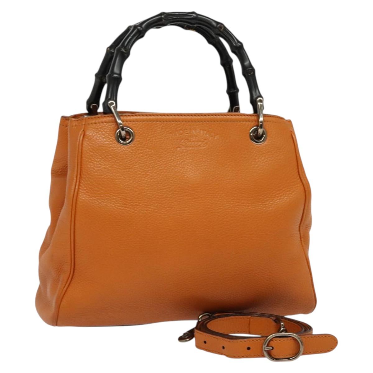 Gucci Bamboo, Orange, Leather, handbag