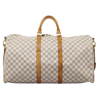 Louis Vuitton Keepall Bandoulière 55, White, Canvas, travel