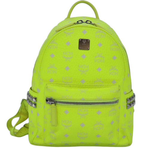 MCM Stark Visetos, Yellow, Canvas, backpack