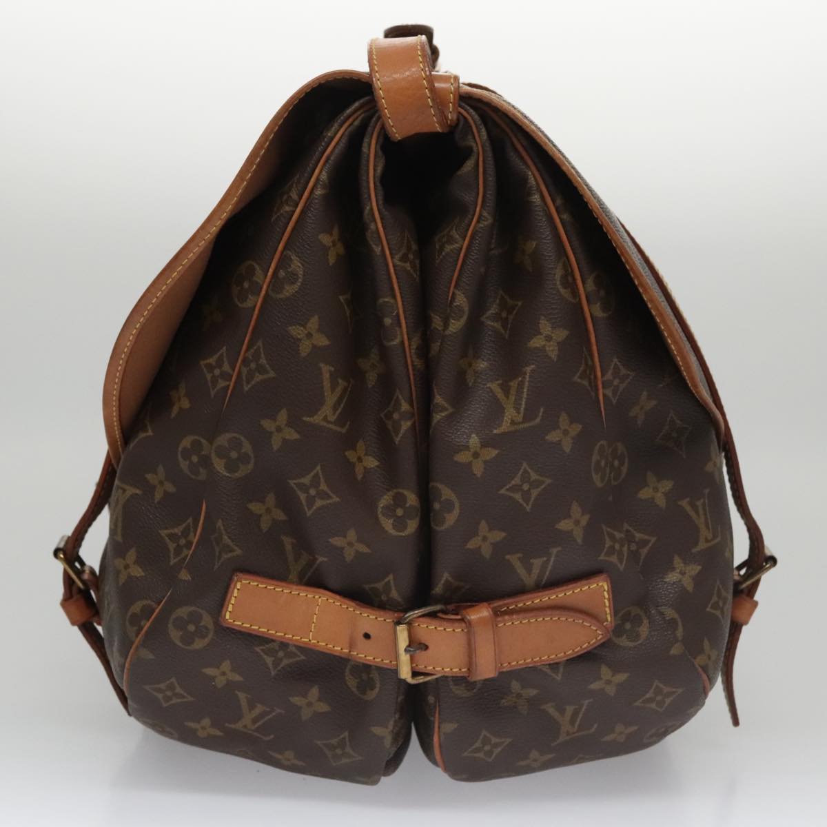 Louis Vuitton Saumur 43, Brown, Canvas, shoulder
