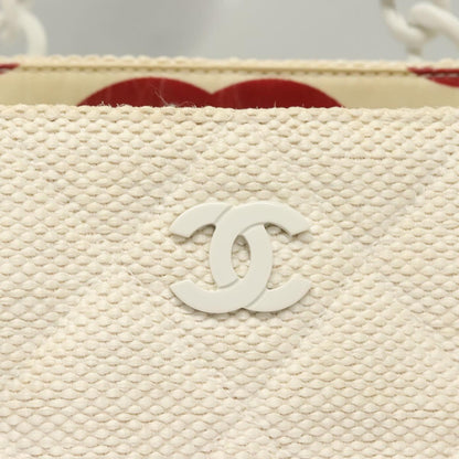 Chanel Logo CC, White, Canvas, shoulder