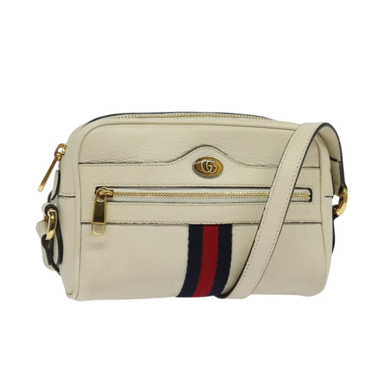 Gucci Ophidia, White, Leather, shoulder