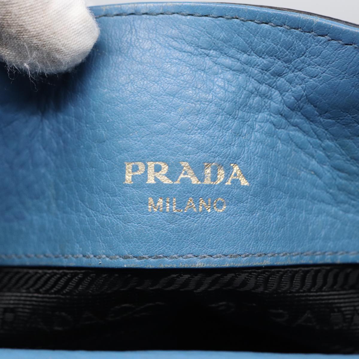 Prada Saffiano, Blue, Leather, handbag