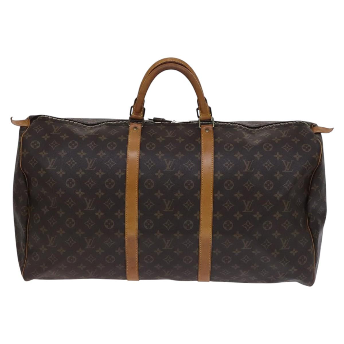 Louis Vuitton Keepall 60, Brown, Canvas, travel