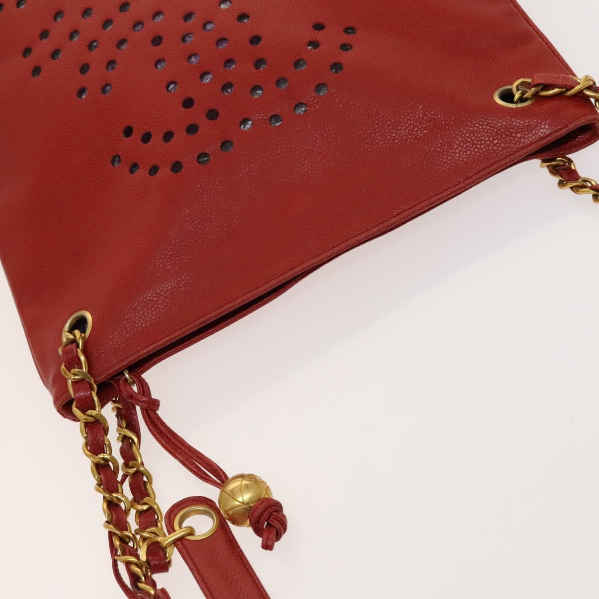 Chanel Triple coco, Red, Leather, shoulder