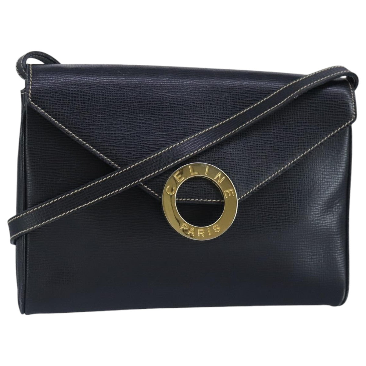 Céline Logo du cercle, Black, Leather, shoulder