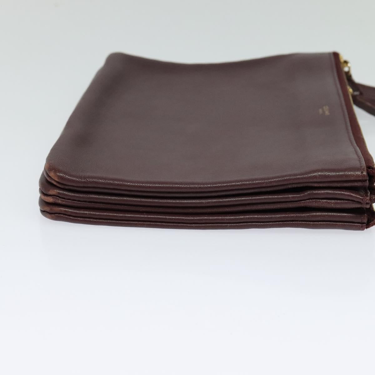 Celine Trio Crossbody Bag Leather, BURGUNDY, LEATHER, Crossbody bag