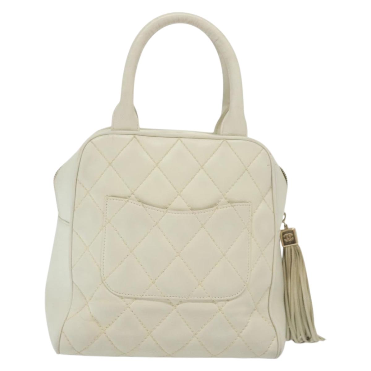 Chanel Coco Mark, White, Leather, handbag
