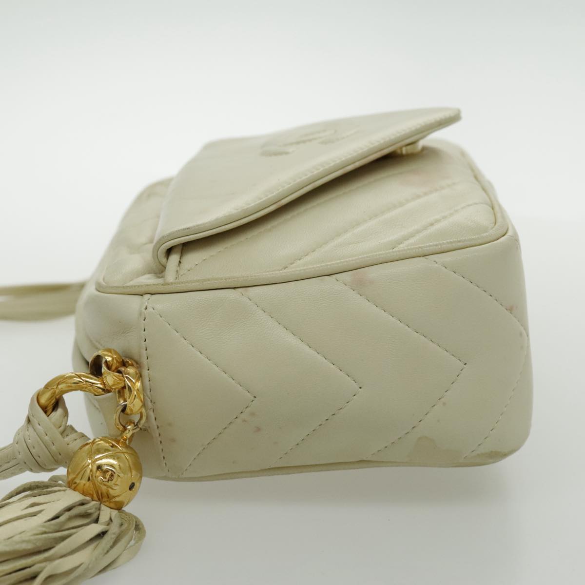 Chanel Camera, Beige, Leather, shoulder