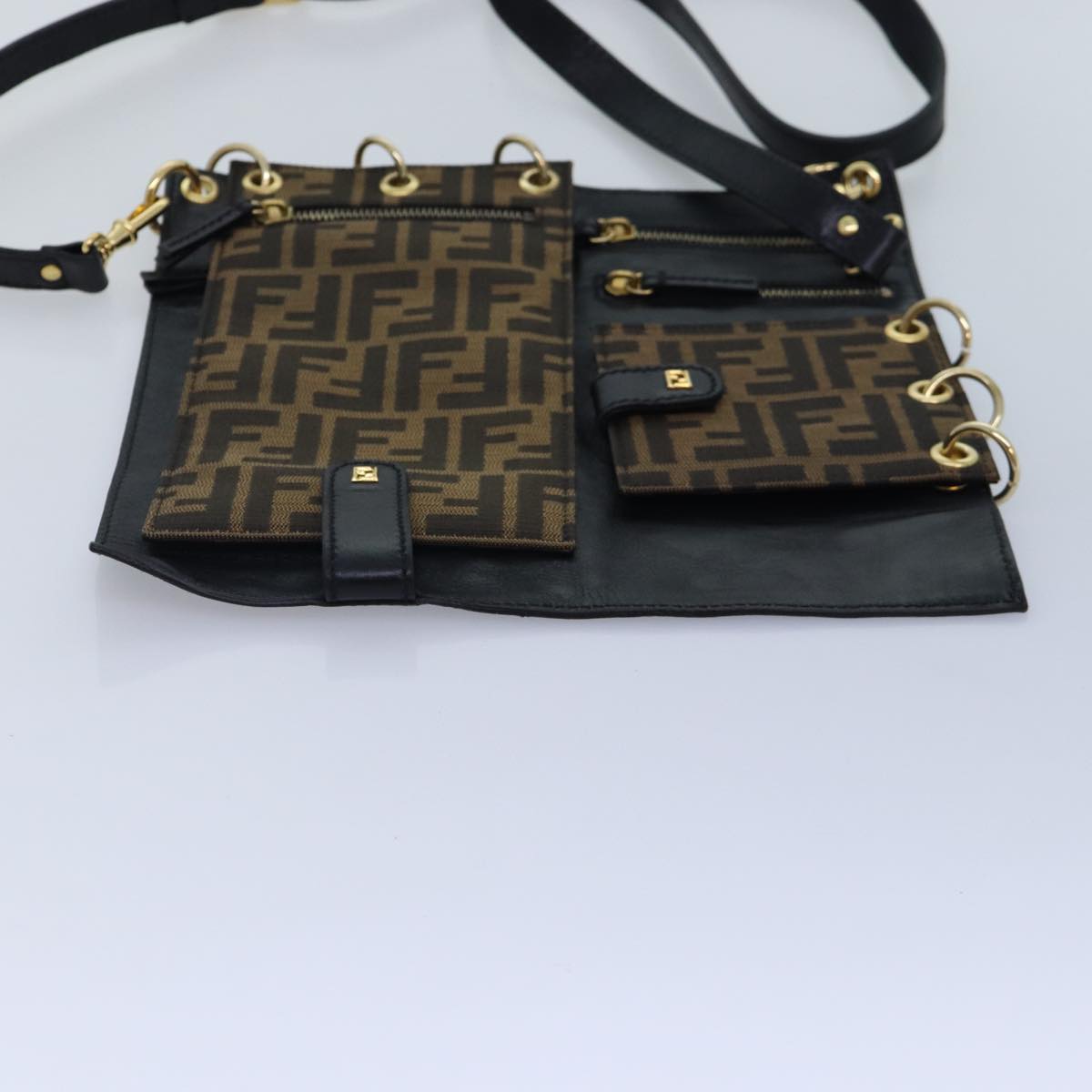 Fendi Zucca, Brown, Canvas, shoulder