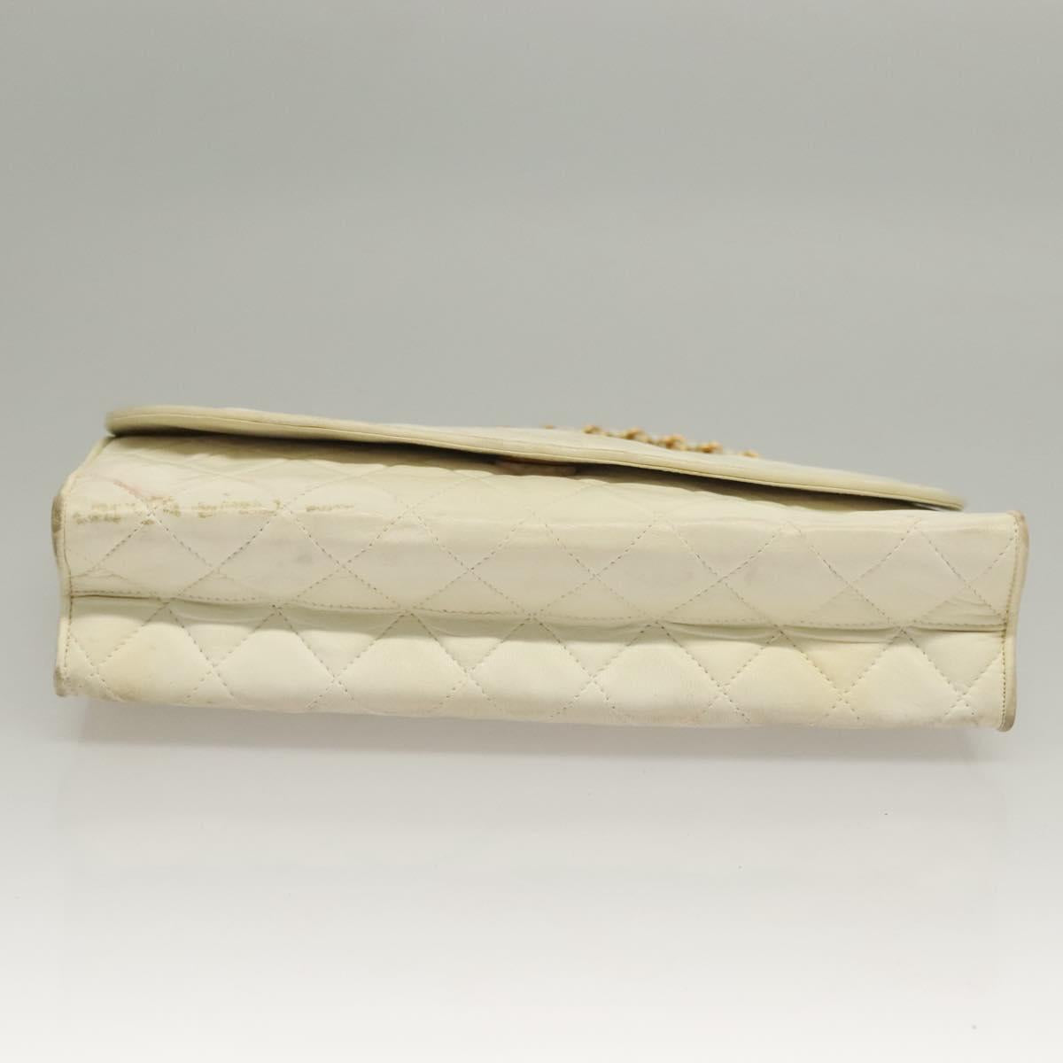 Chanel Demi Lune, White, Leather, shoulder