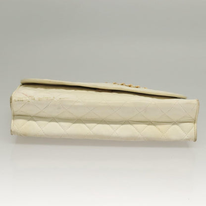 Chanel Demi Lune, White, Leather, shoulder
