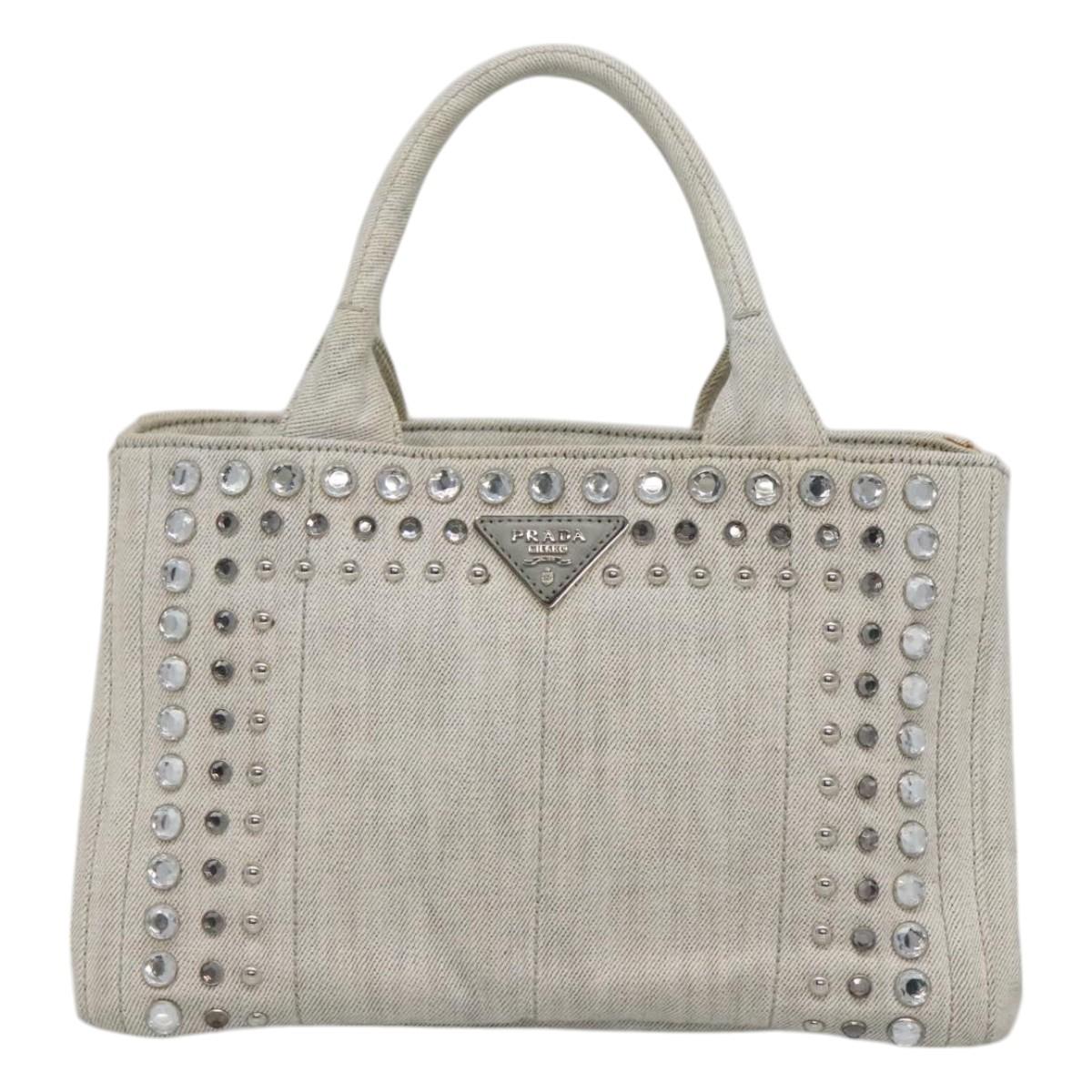 Prada Canapa, Grey, Denim - Jeans, handbag