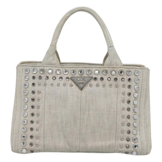 Prada Canapa, Grey, Denim - Jeans, handbag