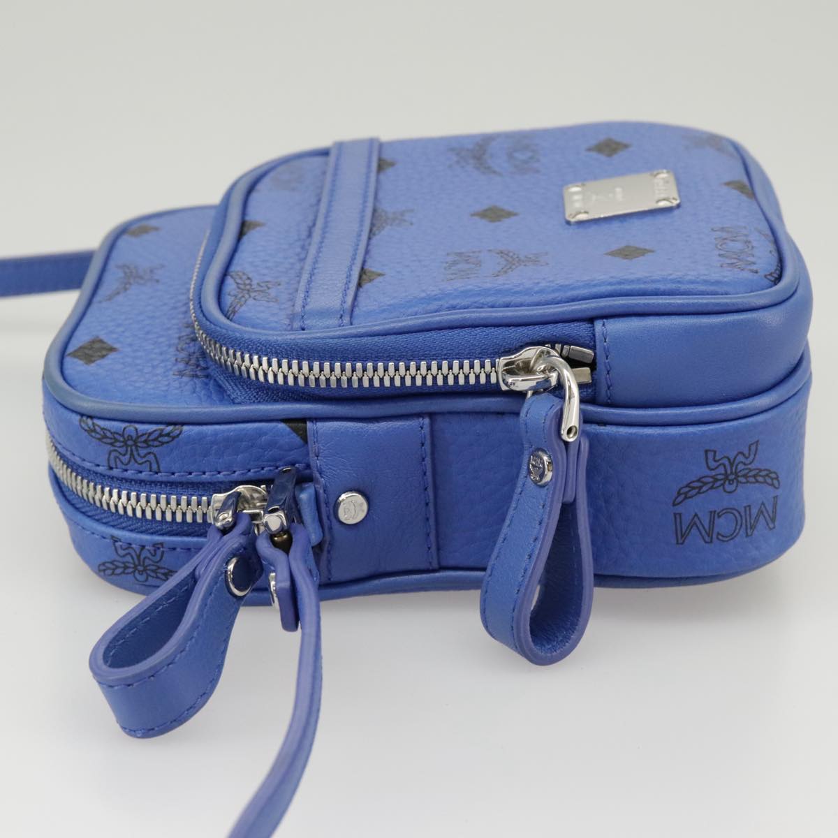 MCM Visetos, Blue, Canvas, shoulder