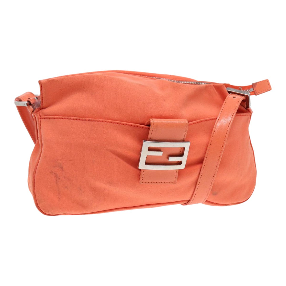 Fendi Mamma Baguette, Orange, Canvas, shoulder