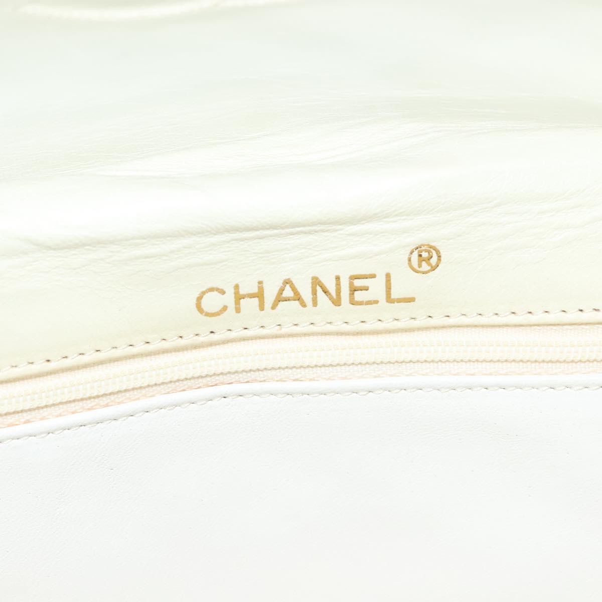 Chanel Demi Lune, White, Leather, shoulder
