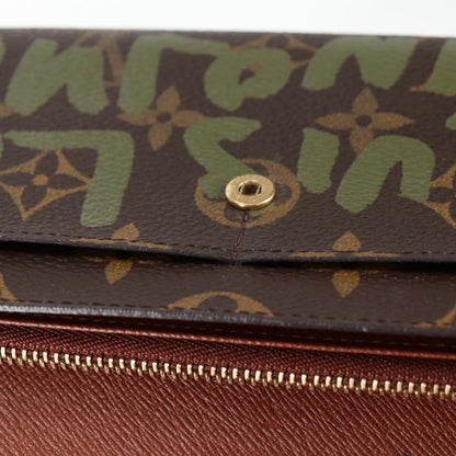 Louis Vuitton Porte Monnaie Credit, Khaki, Canvas, wallet
