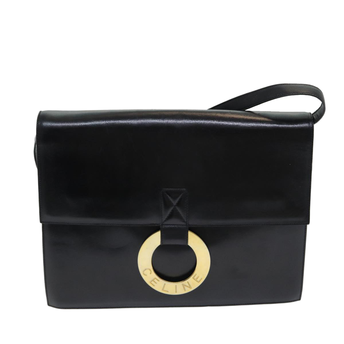 Céline Logo du cercle, Black, Leather, shoulder