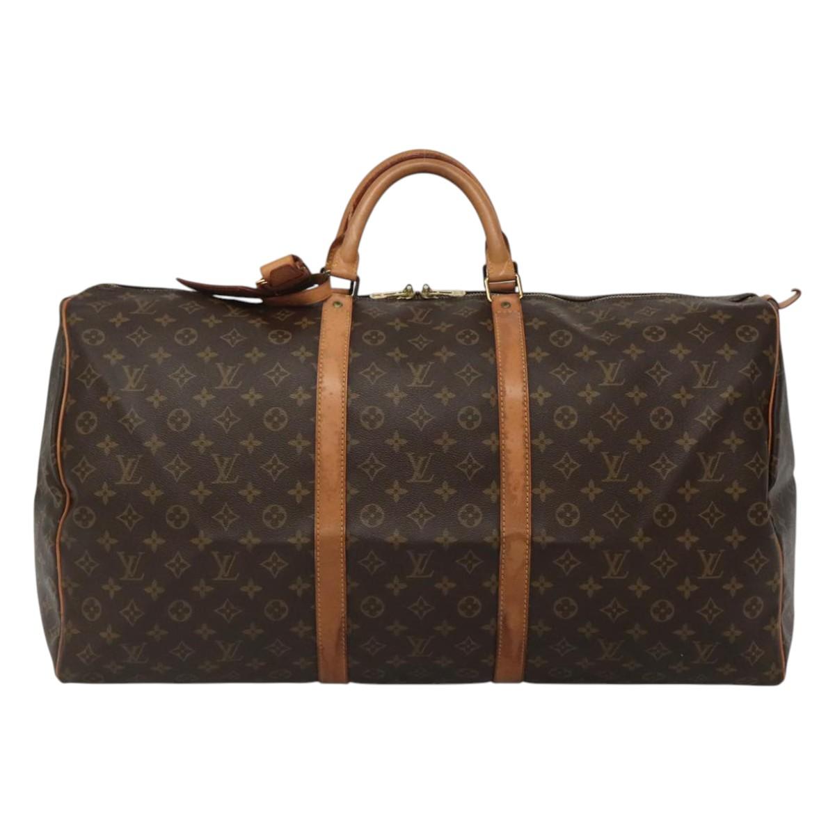 Louis Vuitton Keepall 60, Brown, Canvas, travel