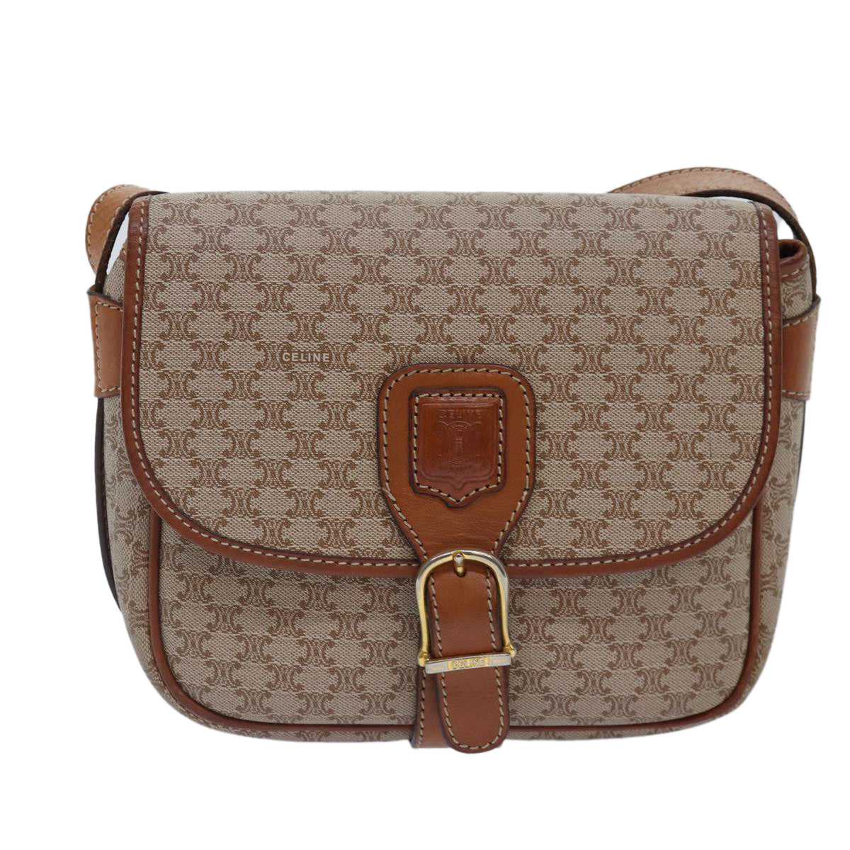 Céline Macadam, Beige, Canvas, shoulder