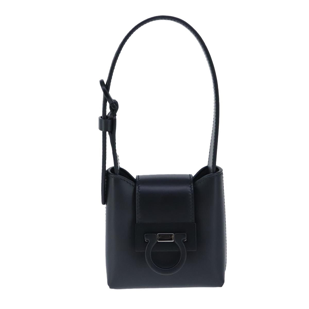 Salvatore Ferragamo Gancini, Black, Leather, handbag