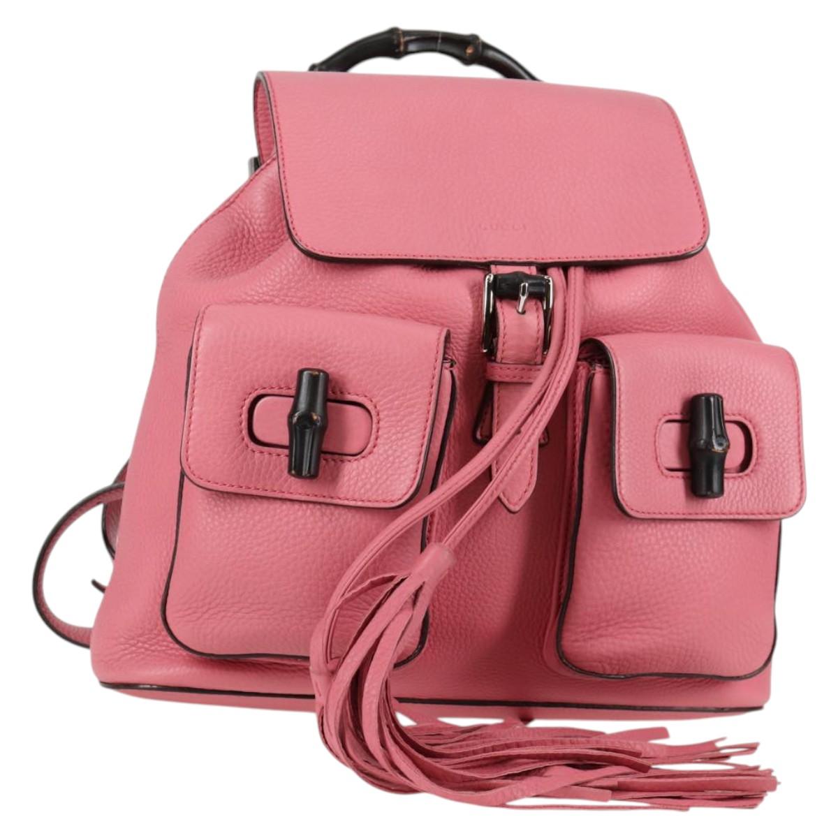 Gucci Bamboo, Pink, Leather, backpack