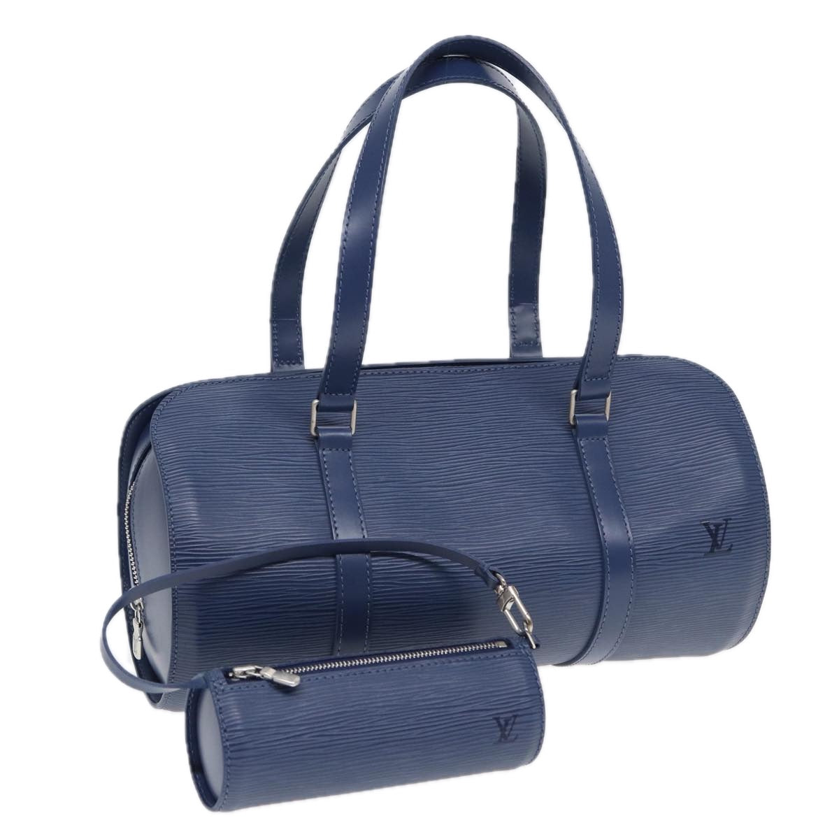 Louis Vuitton Papillon 30, Blue, Leather, handbag