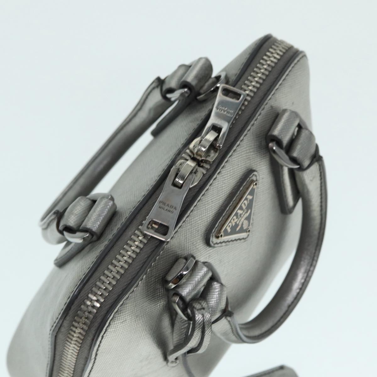 Prada Promenade, Silver, Leather, handbag