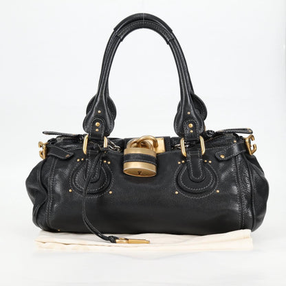 Chloé Paddington, Black, Leather, handbag
