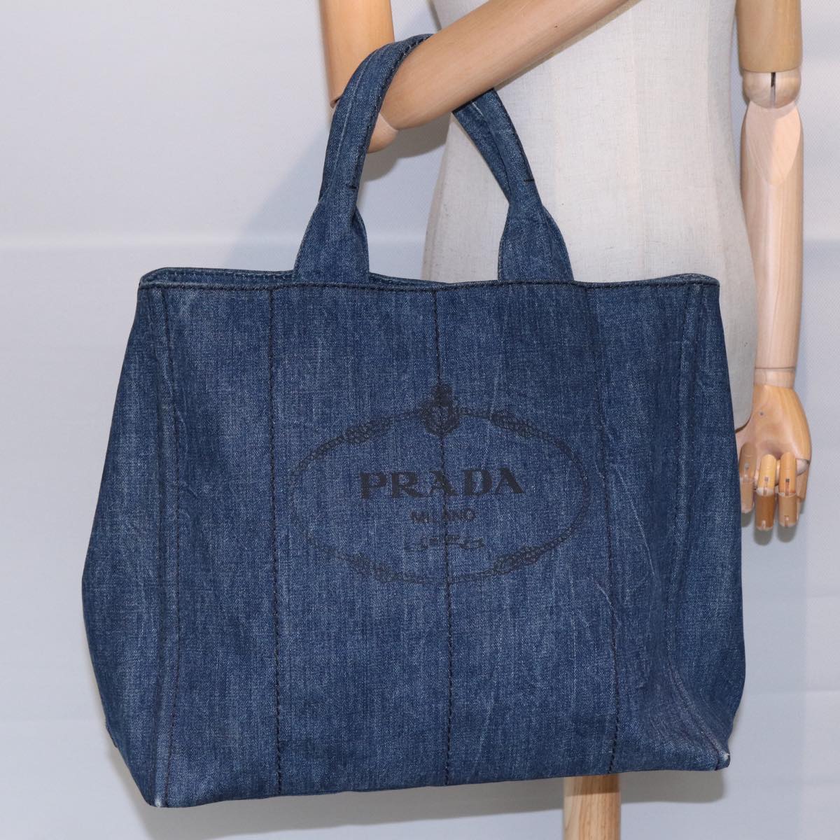 Prada Canapa, Blue, Denim - Jeans, tote