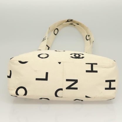 Chanel Cc, White, Canvas, tote