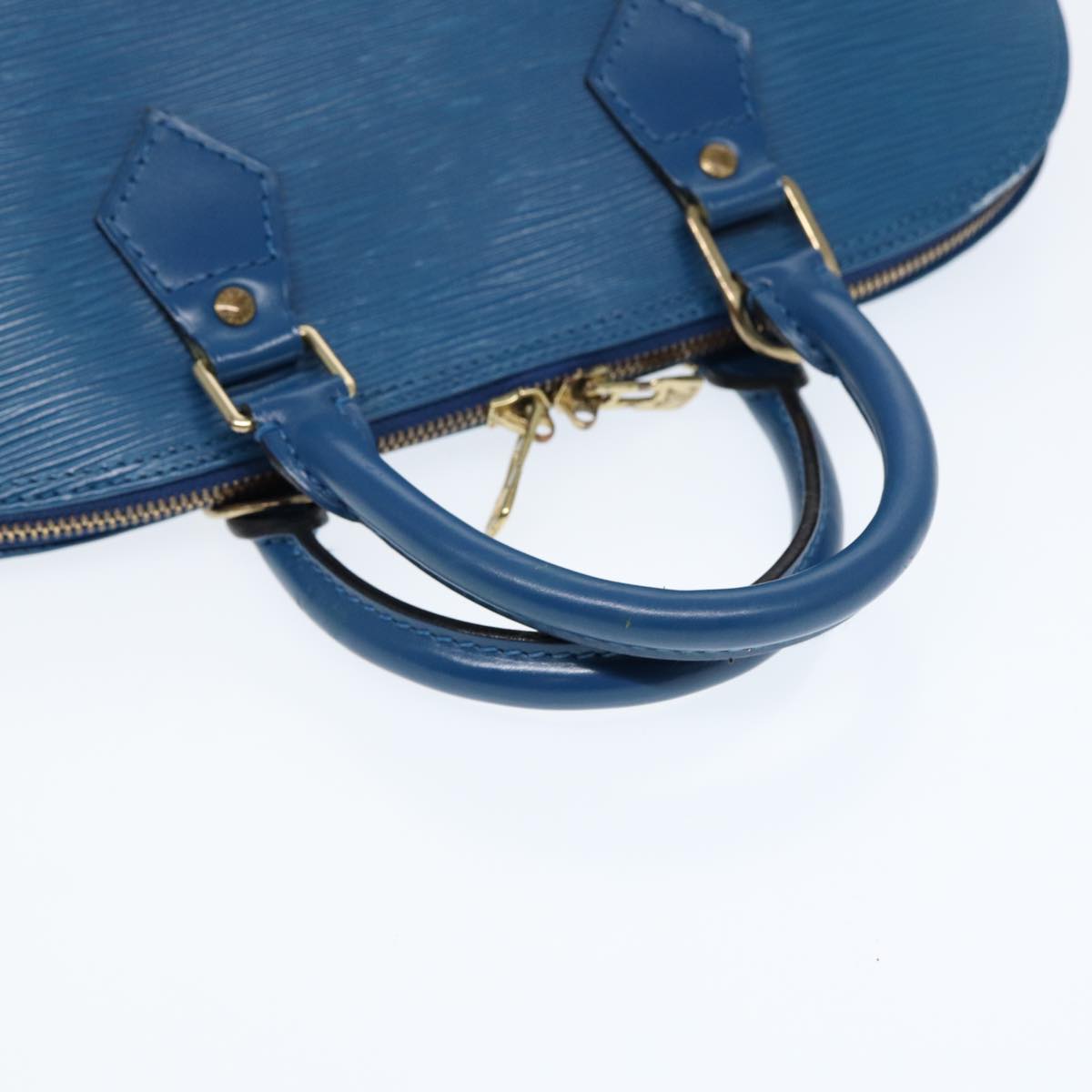 Louis Vuitton Alma, Blue, Leather, handbag