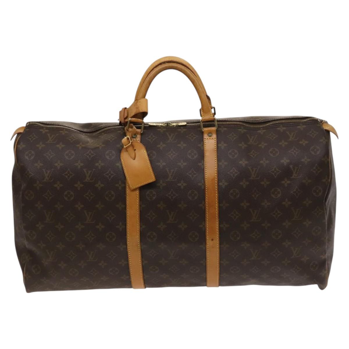 Louis Vuitton Keepall 60, Brown, Canvas, travel