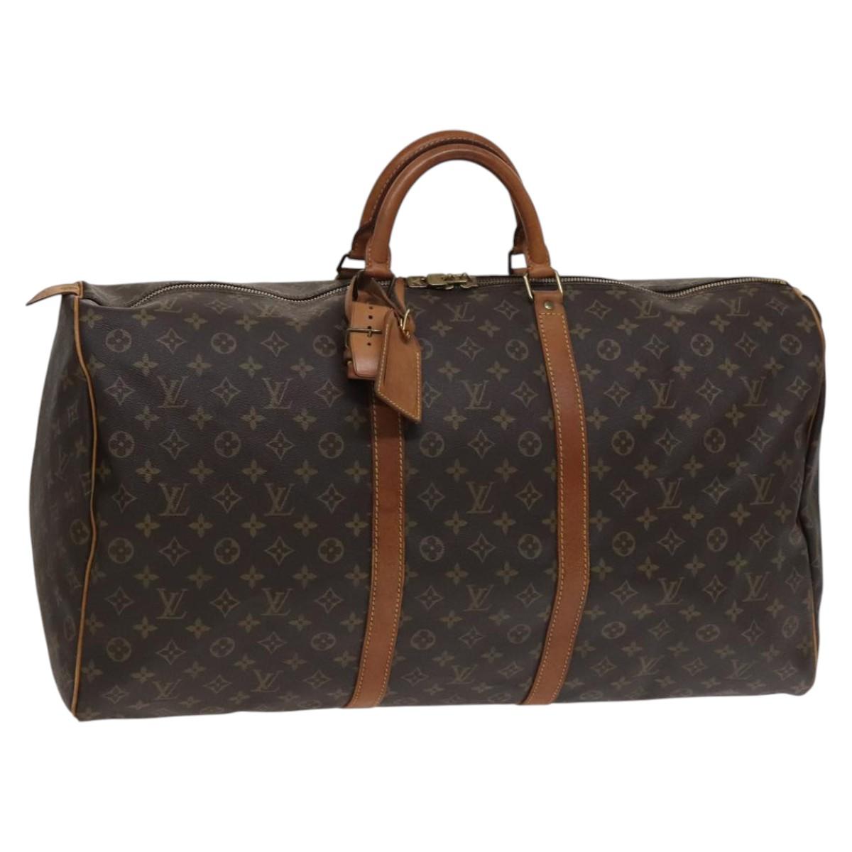 Louis Vuitton Keepall 60, Brown, Canvas, travel