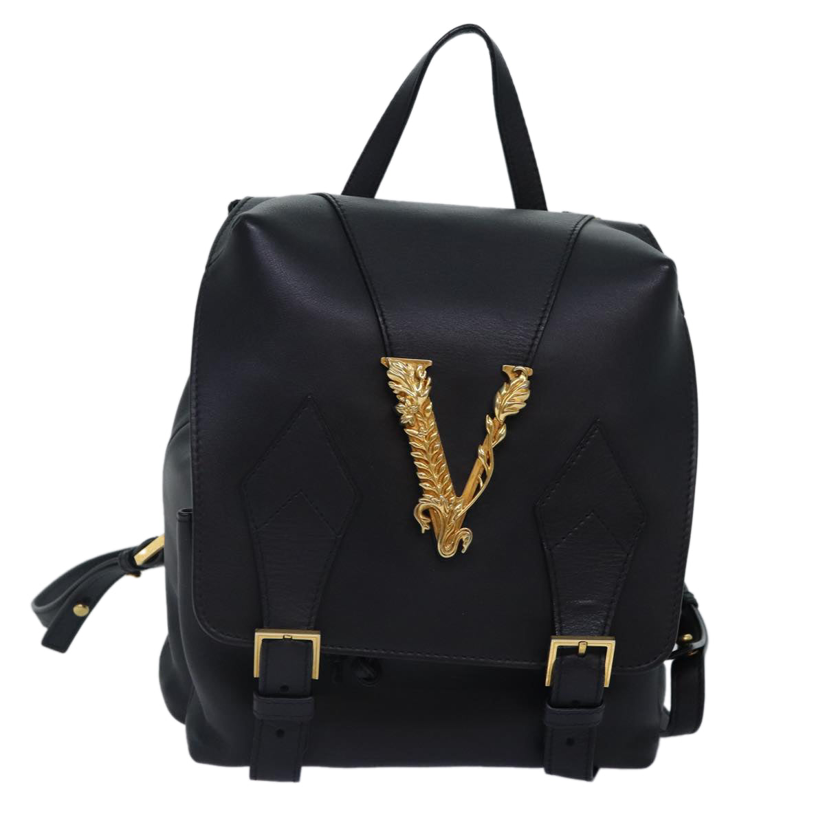 Versace Virtus, Black, Leather, backpack