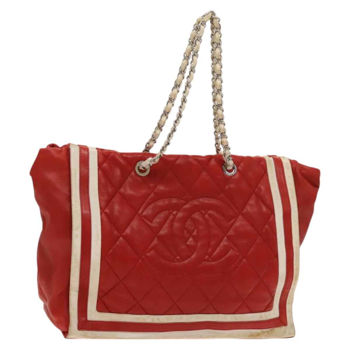 Chanel Coco Mark, Red, Leather, tote