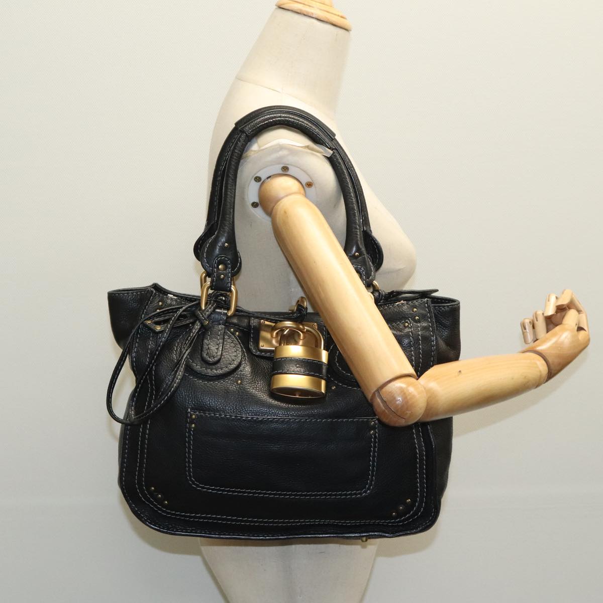 Chloé Paddington, Black, Leather, handbag