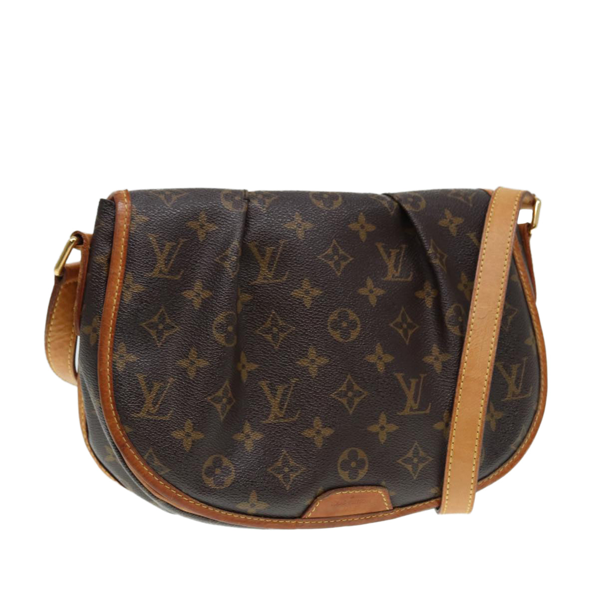 Louis Vuitton Menilmontant, Brown, Canvas, shoulder