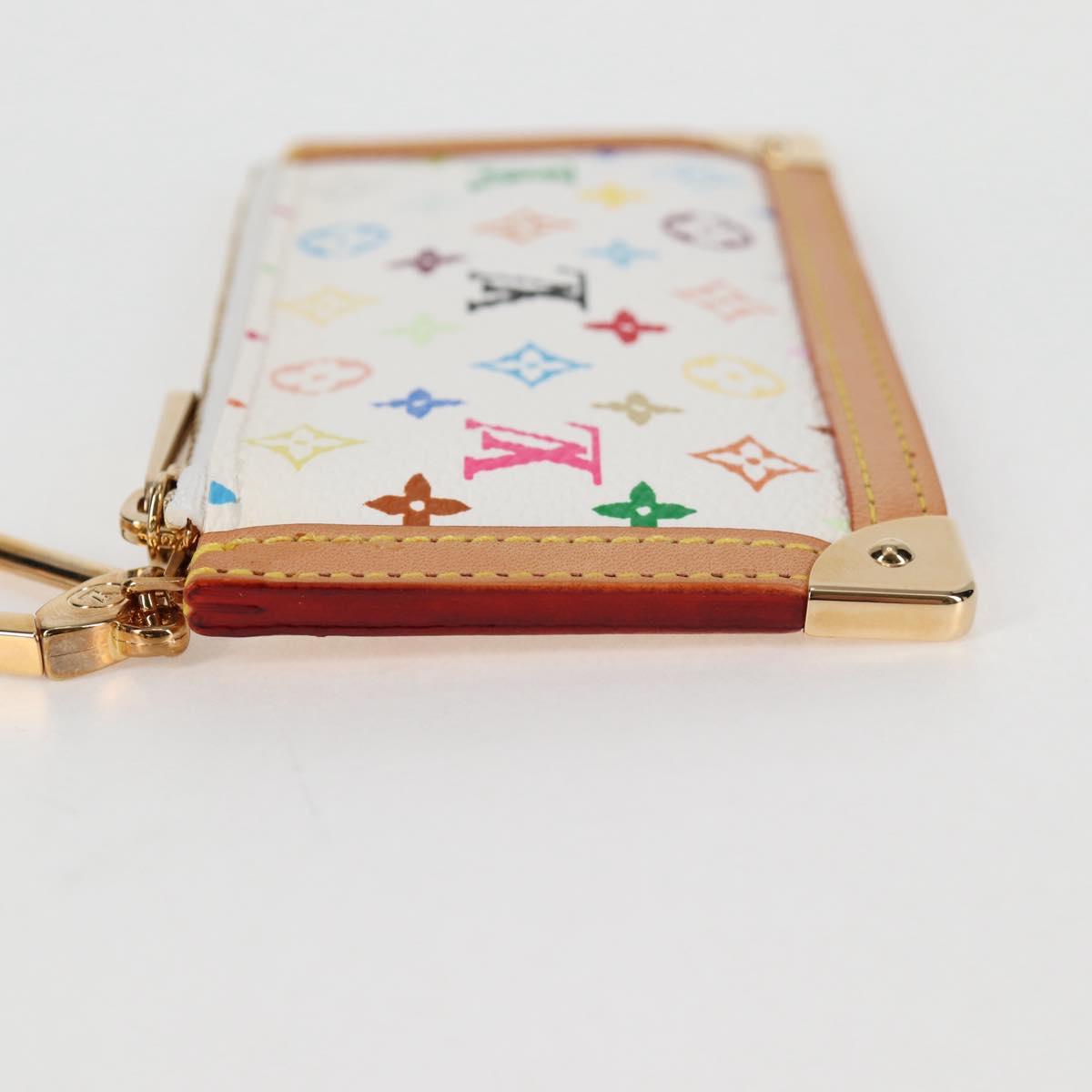 Louis Vuitton Pochette Clés, White, Canvas, wallet