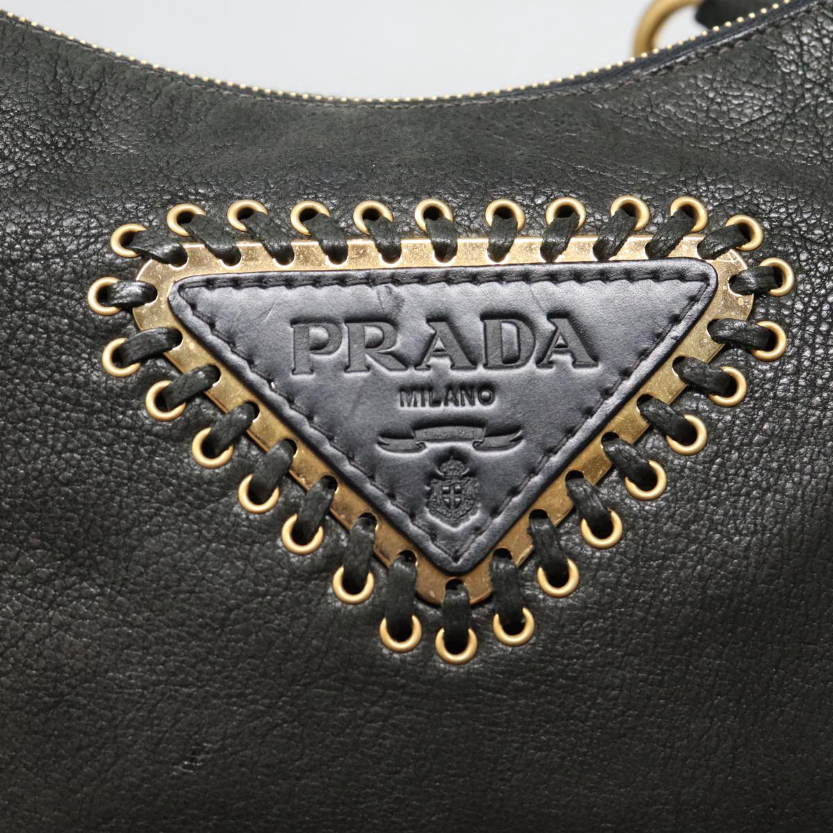 Prada, Black, Leather, shoulder