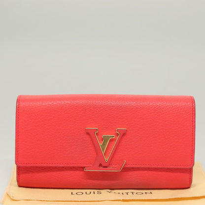 Louis Vuitton Capucines, Red, Leather, wallet